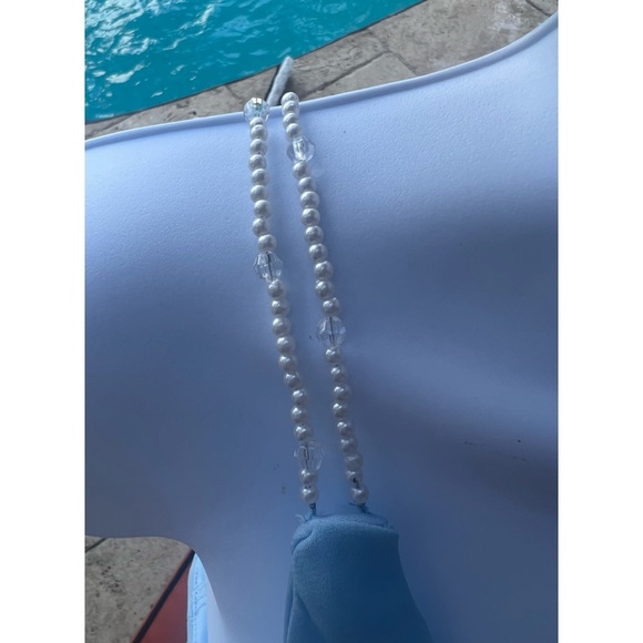 Hype Flowy Midi Dress with pearl spaghetti Straps Size 8 - Picture 12 of 13